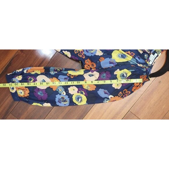 Creme Fraiche Size S Floral Pink Yellow Orange Navy Women Top Blouse 100% Silk - Picture 10 of 10